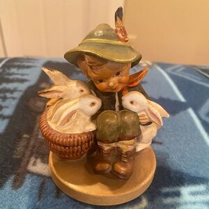 Vintage West Germany Hummel boy with bunnies. Excellent condition.